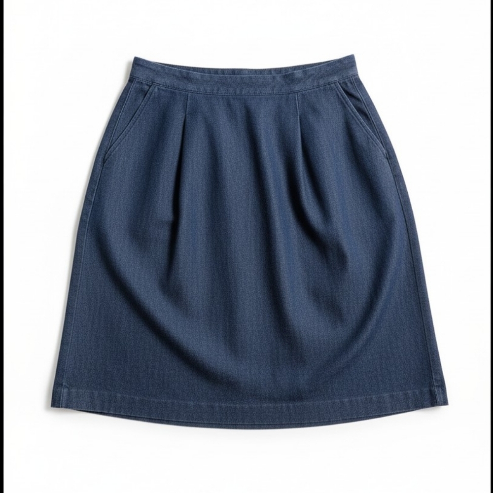 Laura Ashley Blue Linen Blend Size 10 Lined Pockets Classic Midi Vintage A-Line